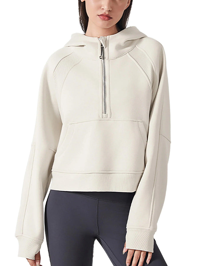 Bronx Pidgeon Cropped Half-Zip Hoodie