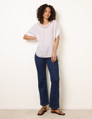 Lace Sequin Crochet Linen Like Top