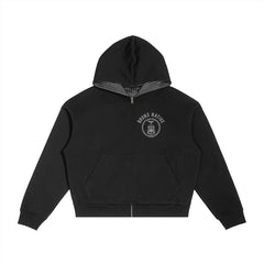BX Crest 718 Contrast Plaid Boxy Zip Hoodie