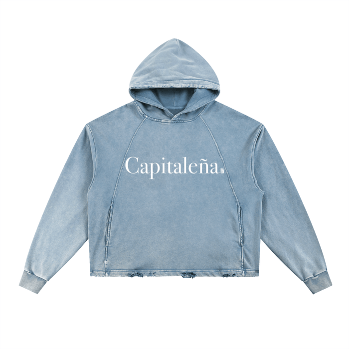 Capitaleña Vintage Washed Frayed-Hem Hoodie