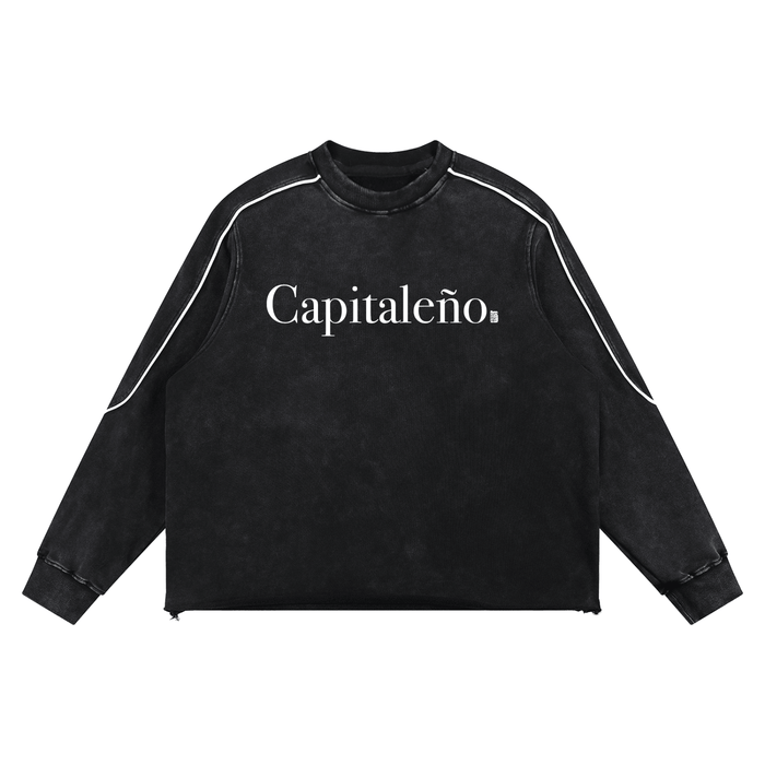 Capitaleño Mineral Wash Piping Raw Hem Sweatshirt