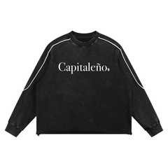 Capitaleño Mineral Wash Piping Raw Hem Sweatshirt