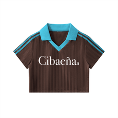 Cibaeña Contrast Collar Striped Cropped Jersey