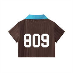 Cibaeña Contrast Collar Striped Cropped Jersey