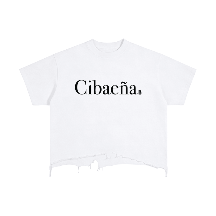 Cibaeña Vintage Wash Boxy Distressed Hem T-Shirt
