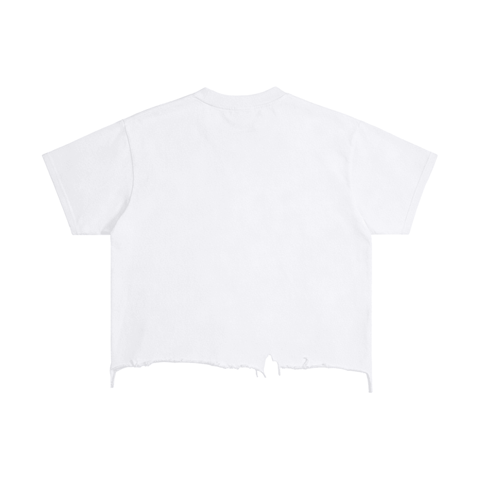 Cibaeña Vintage Wash Boxy Distressed Hem T-Shirt