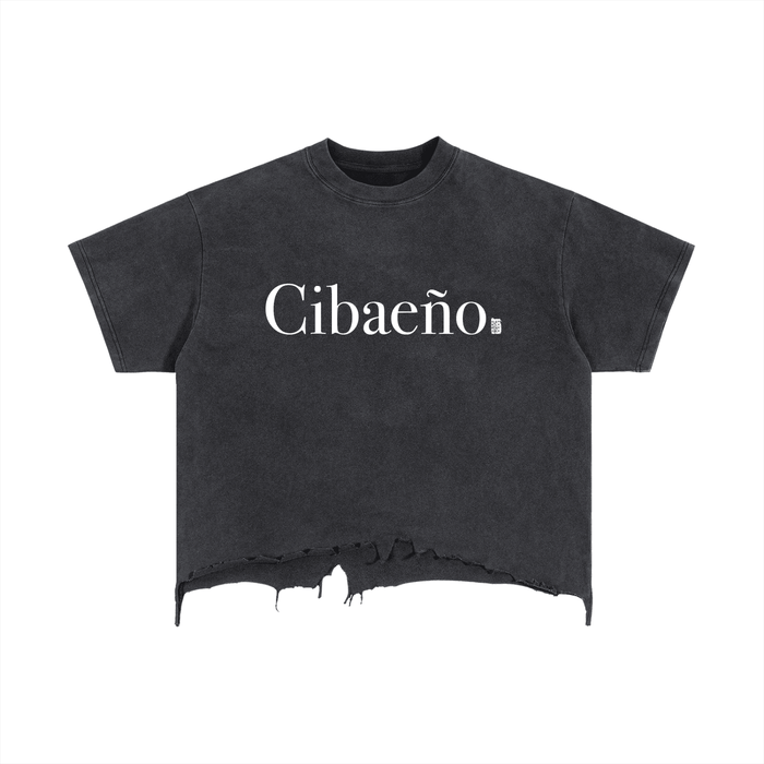 Cibaeño Vintage Wash Boxy Distressed Hem T-Shirt