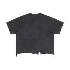 Cibaeño Vintage Wash Boxy Distressed Hem T-Shirt