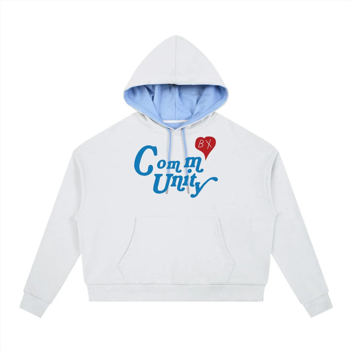 CommUNITY ❤️ Contrast Drawstring Hoodie by Bronx Native, Summer 2026 hoodies with BX pride and New York streetwear energy