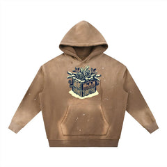 Crated Vintage Washed Frayed Fleece Hoodie