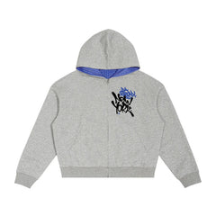 Da Bronx Boroughs Contrast Plaid Boxy Zip Hoodie