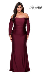 La Femme Long Sleeve Plus-Size Formal Prom Dress