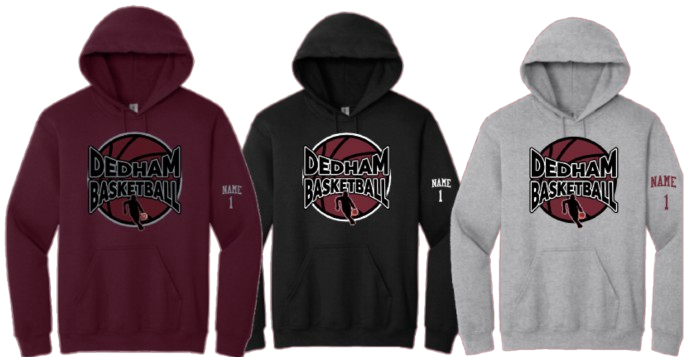 Dedham Metrowest Hooded Sweatshirt  Basketball Player Logo(Black,Maroon,Grey)