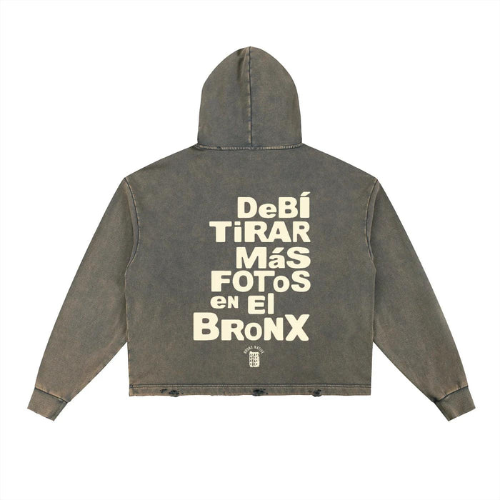 DTMF en El Bronx Vintage Washed Frayed-Hem Hoodie by Bronx Native