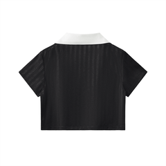 EL BRONX DR Contrast Collar Striped Cropped Jersey