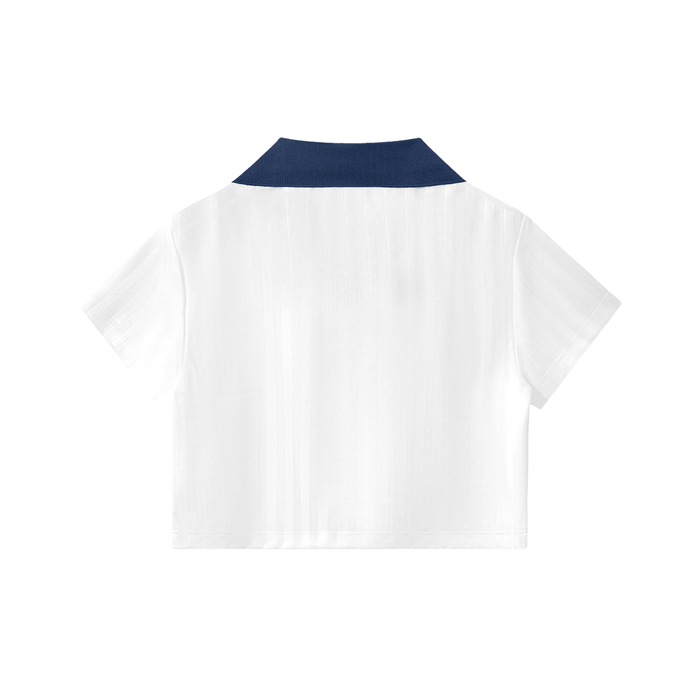 EL BRONX DR Contrast Collar Striped Cropped Jersey