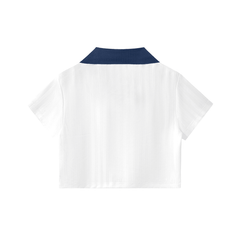 EL BRONX DR Contrast Collar Striped Cropped Jersey