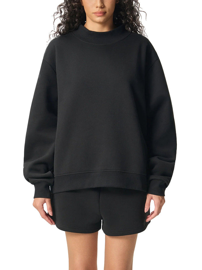 EL BRONX PR Essential Fleece Mock-Neck Crew Sweatshirt