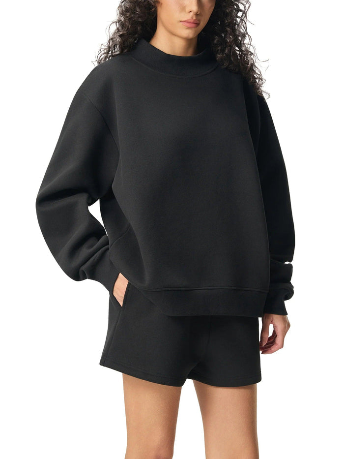 EL BRONX PR Essential Fleece Mock-Neck Crew Sweatshirt