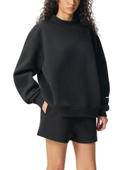 EL BRONX PR Essential Fleece Mock-Neck Crew Sweatshirt
