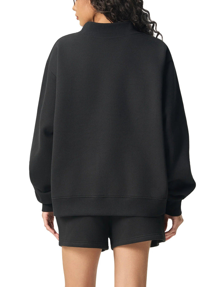EL BRONX PR Essential Fleece Mock-Neck Crew Sweatshirt