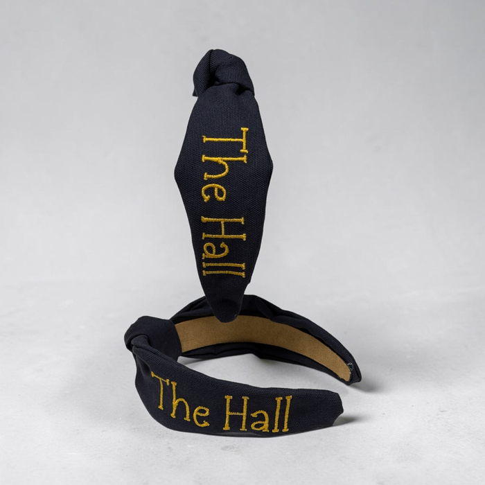 Headband, navy embroidered