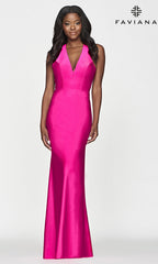 Faviana Hot Pink Long Prom Dress with Strappy Back