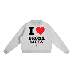 I Love Bronx Girls Essential Fleece Mock-Neck Crew Sweatshirt by Bronx Native