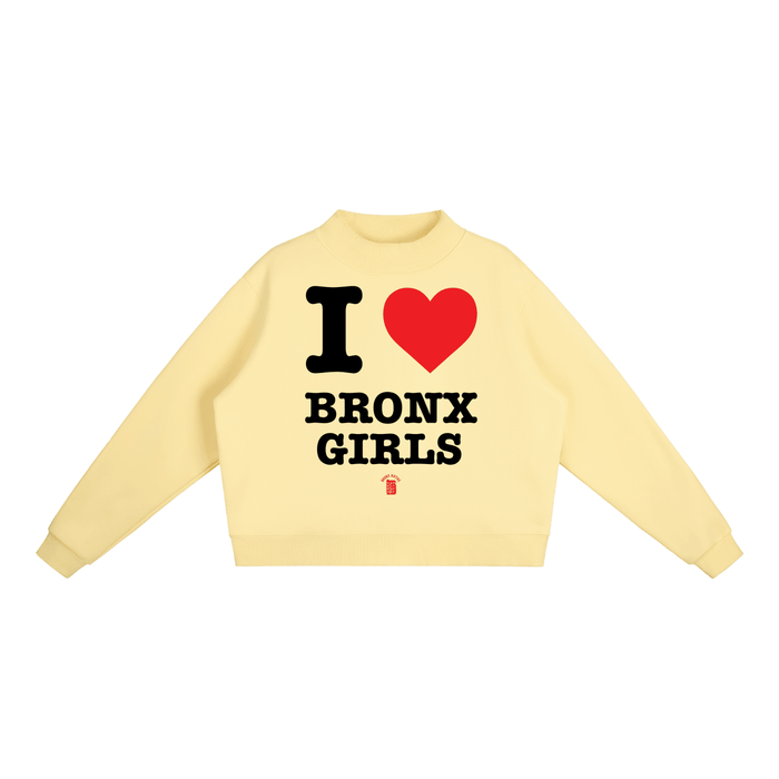 I Love Bronx Girls Essential Fleece Mock-Neck Crew Sweatshirt by Bronx Native