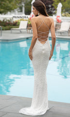 Primavera Long Beaded Prom Dress with Lace-Up Back
