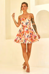 Look Twice Woven Mini Dress - Peach Multi