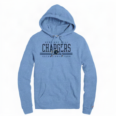 Men's Hoodie, League, powder blue, CHARGERS dbl line with horse HHall Est 1969