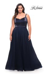 La Femme Long A-Line Plus-Size Prom Dress