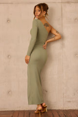Nocturne Draped Maxi Dress - Olive