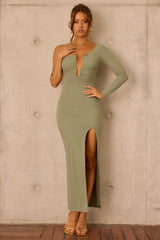 Nocturne Draped Maxi Dress - Olive