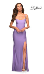 Lace-Up Open-Back Long La Femme Jersey Prom Dress