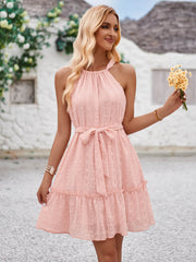 Priscilla Halter Babydoll Mini Dress - Pink