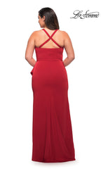 Side Drape La Femme Long Plus-Size Formal Dress