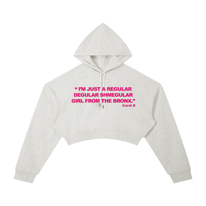 Regular Shmegular Essential Cropped Hoodie by Bronx Native, Summer 2026 hoodies with BX pride and New York streetwear energy