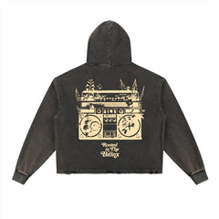 Rooted Boomin' Vintage Washed Frayed-Hem Hoodie by Bronx Native, Rooted in The Bronx hoodies streetwear