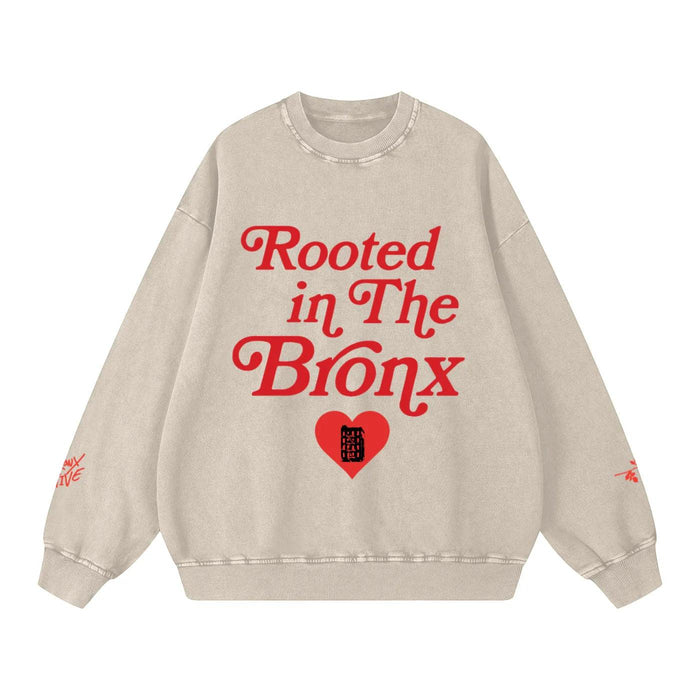 Rooted in the BRNX Snow Washed Oversized Sweatshirt by Bronx Native, Rooted in The Bronx sweatshirts streetwear