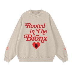 Rooted in the BRNX Snow Washed Oversized Sweatshirt by Bronx Native, Rooted in The Bronx sweatshirts streetwear