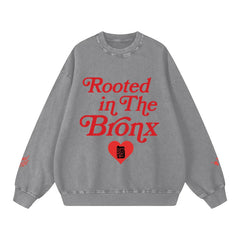 Rooted in the BRNX Snow Washed Oversized Sweatshirt by Bronx Native, Rooted in The Bronx sweatshirts streetwear