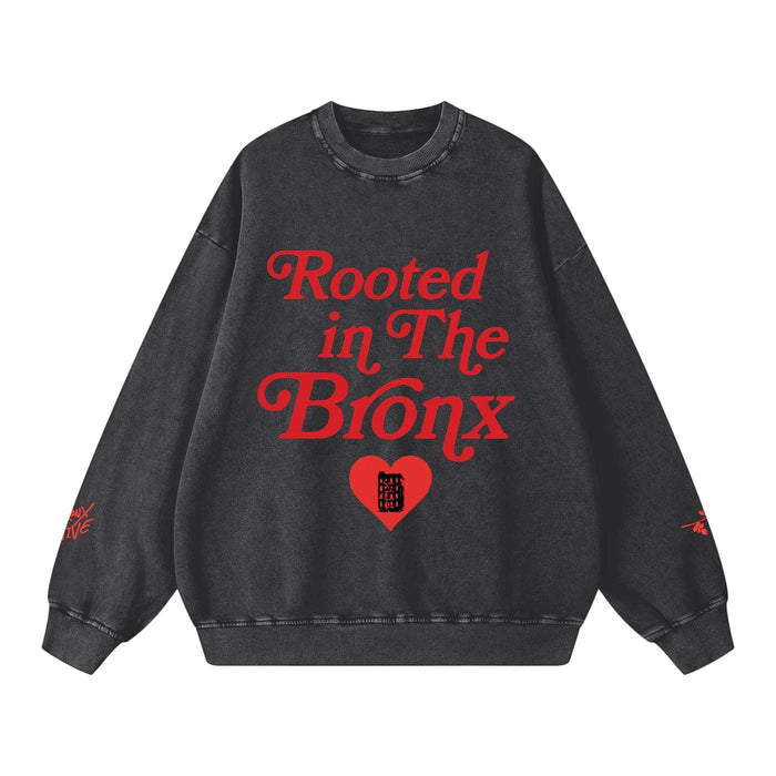 Rooted in the BRNX Snow Washed Oversized Sweatshirt by Bronx Native, Rooted in The Bronx sweatshirts streetwear
