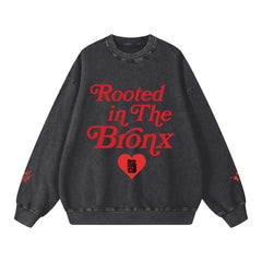 Rooted in the BRNX Snow Washed Oversized Sweatshirt by Bronx Native, Rooted in The Bronx sweatshirts streetwear