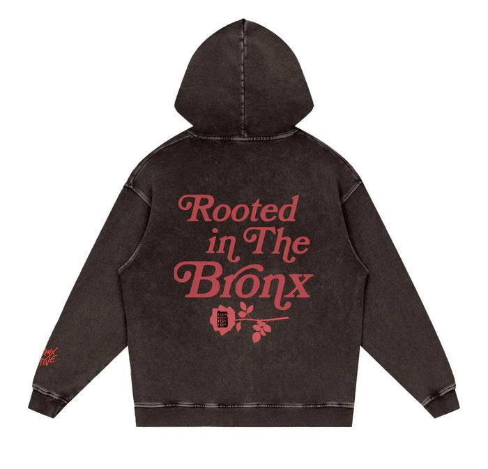 Rooted in The BRNX Washed Loose Cotton Hoodie by Bronx Native, Rooted in The Bronx hoodies streetwear