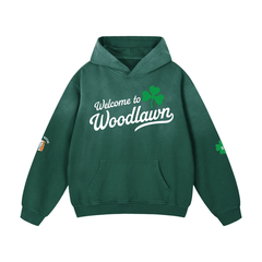 St. Patty's Day Bronx Native Exclusive "Welcome to Woodlawn" Unisex Heavyweight Sunfade Oversized Hoodie by Bronx Native