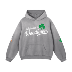 St. Patty's Day Bronx Native Exclusive "Welcome to Woodlawn" Unisex Heavyweight Sunfade Oversized Hoodie by Bronx Native