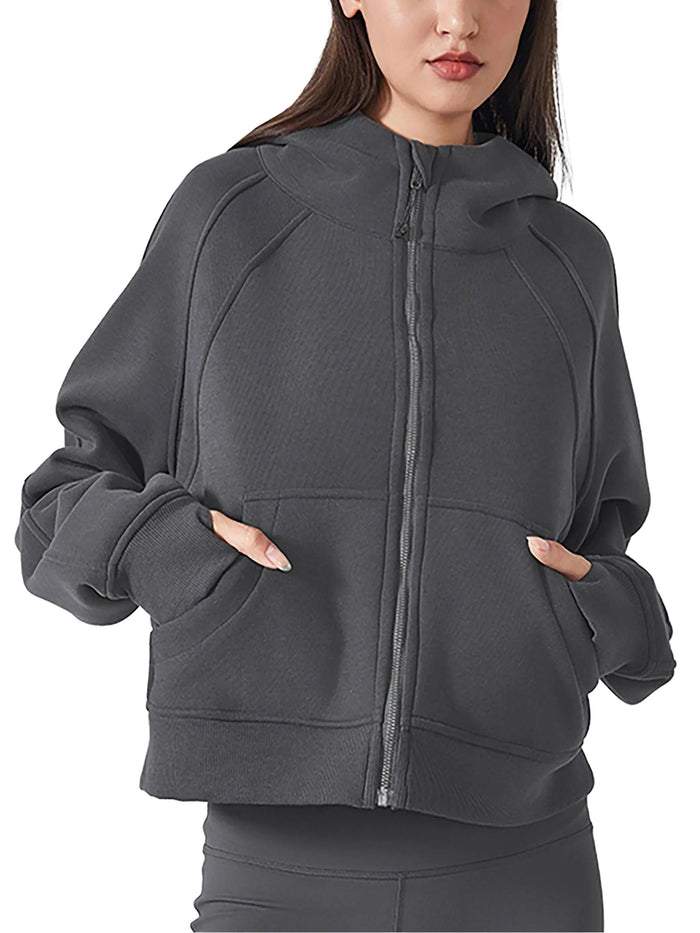 The Bronx New York Womens Cropped Zip-Through Hoodie