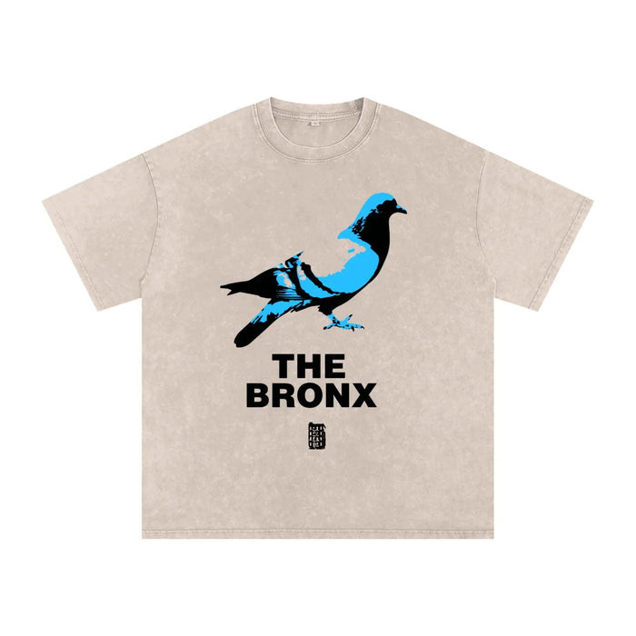The Bronx Pidgeon Snow Washed Oversized Cotton T-Shirt